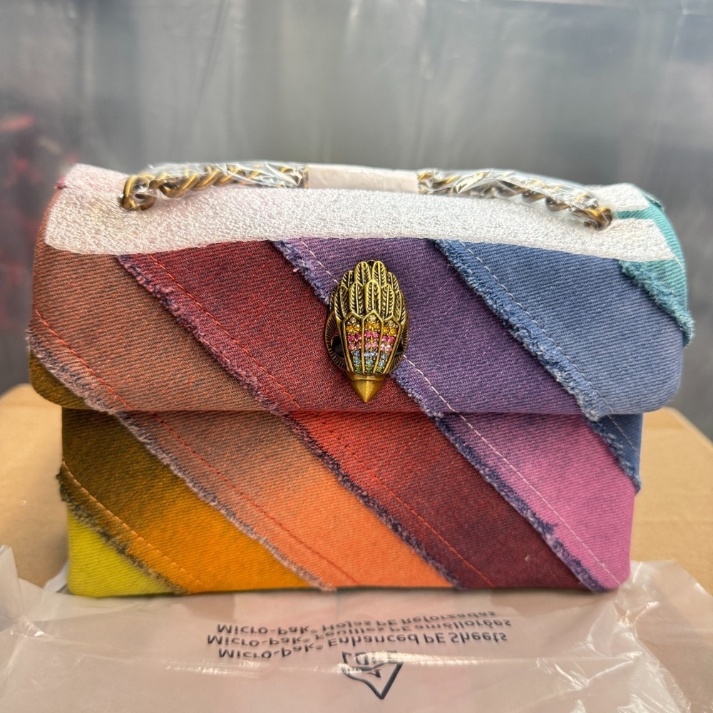 Kurt Geiger London Mini Rainbow Denim Kensington Crossbody Bag - Picture 6 of 8